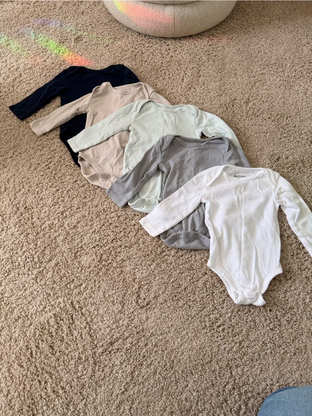 Burt's Bees Women's Long-Sleeve Bodysuit Set - White, Gray, Mint, Beige, Navy
